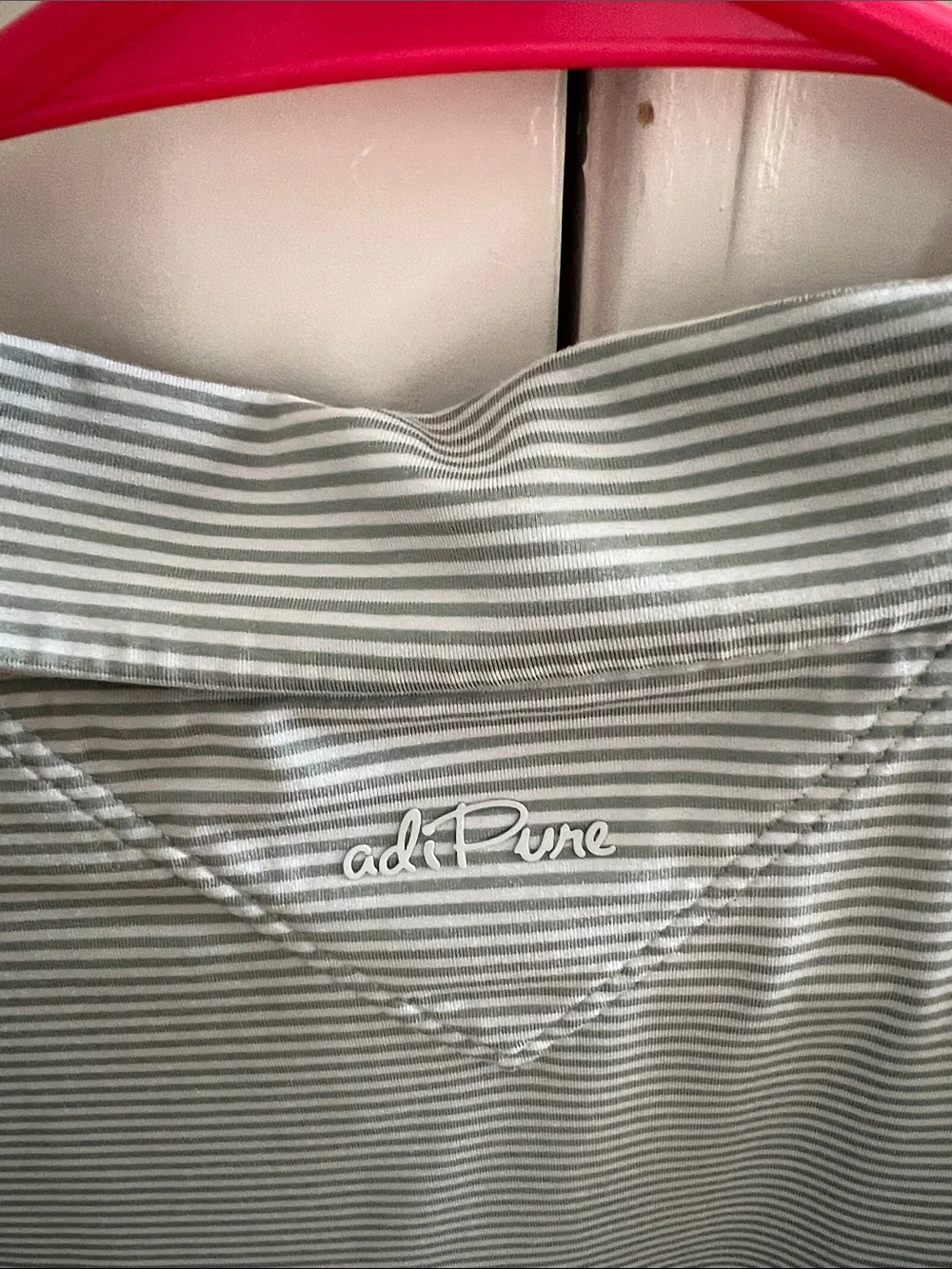 adidas Men’s Gray Thin-Striped Polo